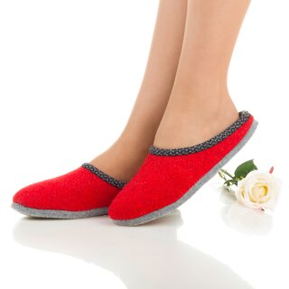 Felt slippers felt sole - red