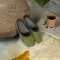 Felt slippers green - rubber sole 40/41 EU / 7 UK